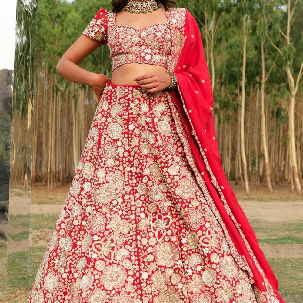 Bridal Lehenga WORN ONCE: Mishru Ilya Embroidered Wedding Lehenga Set